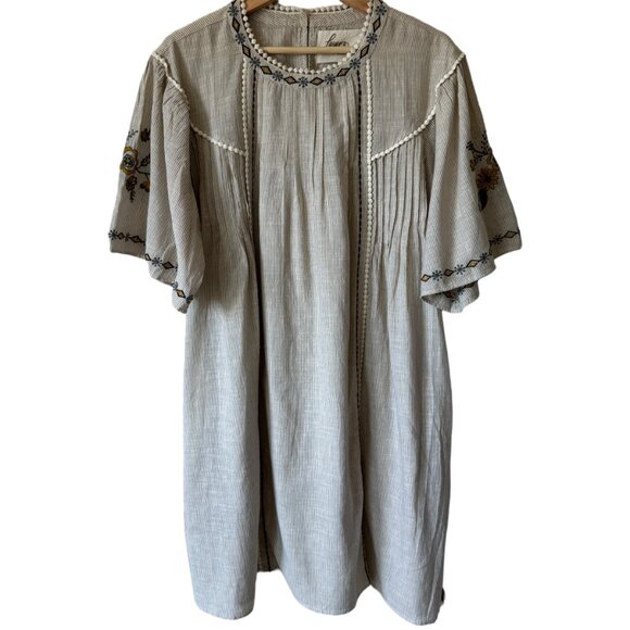 Layerz Clothing Wander Dress Cover Up Lightweight Gauzy Sheer Boho Embroidery - Picture 6 of 16